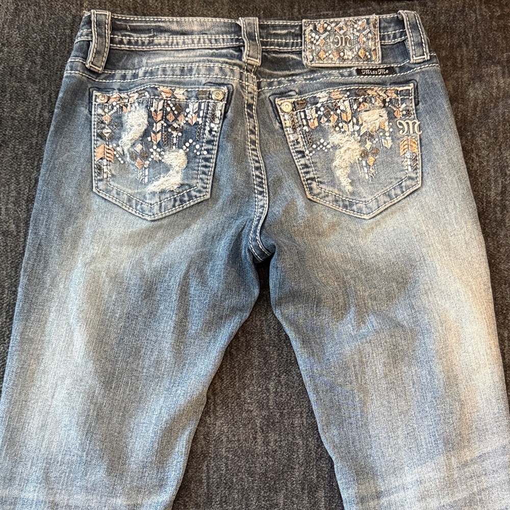 Miss Me Light Blue Straight Jeans with Embroidery